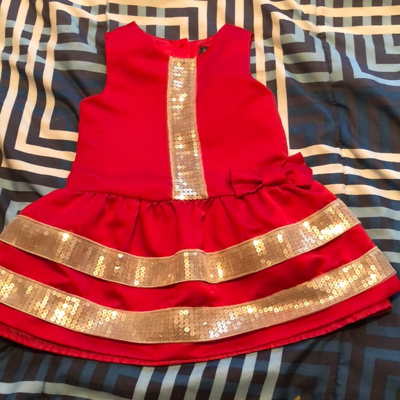 Red and gold mod-style dress - Picture 1 of 6